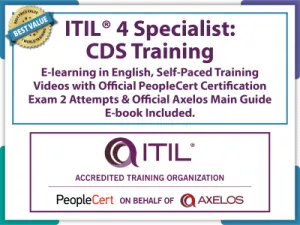 ITIL® 4 Specialist: Create Deliver and Support (CDS) E-Learning in French, Self-Paced Training Videos with Official PeopleCert Certification Exam 2 Attempts & Official Axelos Main Guide E-book Included . Course code: ITIL4CDS-Fr-E-2